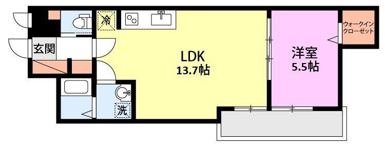 ミリアビタ夏見(1LDK/1階)の間取り写真