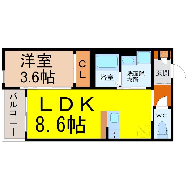 ROBOT HOME 本笠寺(1LDK/1階)の間取り写真