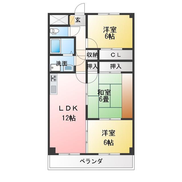 アヴァンセ・F(3LDK/1階)の間取り写真