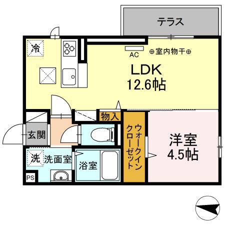イリーニ(1LDK/3階)の間取り写真