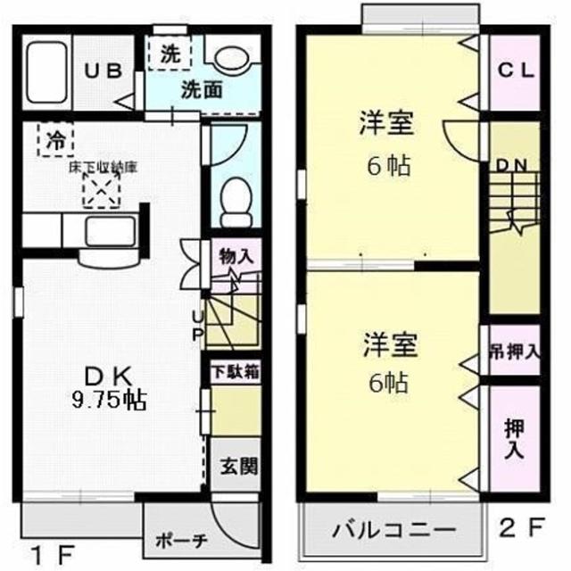 フローラ霞ヶ岡(2DK/1階)の間取り写真