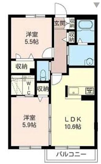 アスターヴィラ(2LDK/1階)の間取り写真