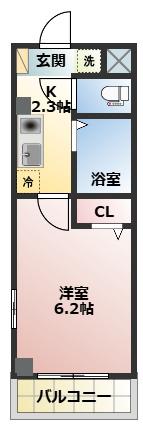 さいたま新都心A(1K/2階)の間取り写真