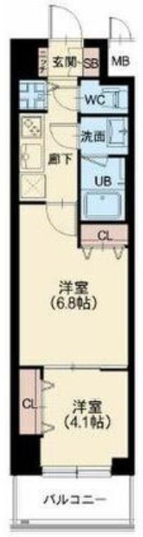スプランディッド堀江(2K/12階)の間取り写真