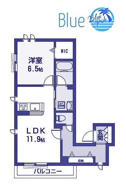シャーメゾン鎌倉海岸(1LDK/1階)の間取り写真