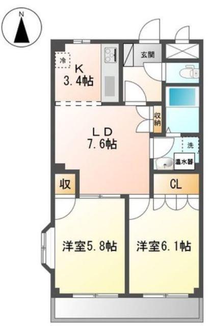 メゾンドールさくら(2LDK/3階)の間取り写真