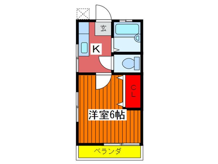 コーポ湯田(1K/2階)の間取り写真