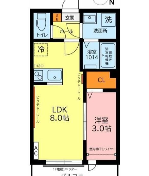 ガーデンヒルズ宮原(1LDK/2階)の間取り写真