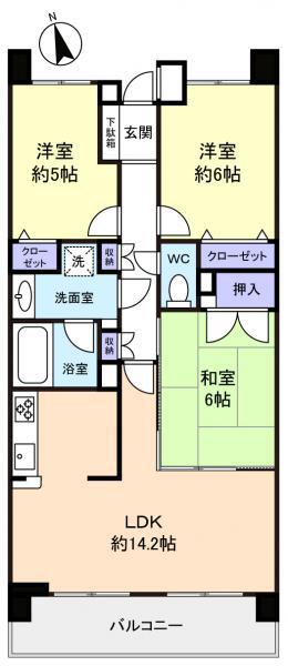 グーディッシュ村上(3LDK/4階)の間取り写真