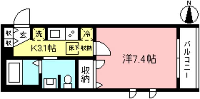 AILE VERT(1K/1階)の間取り写真