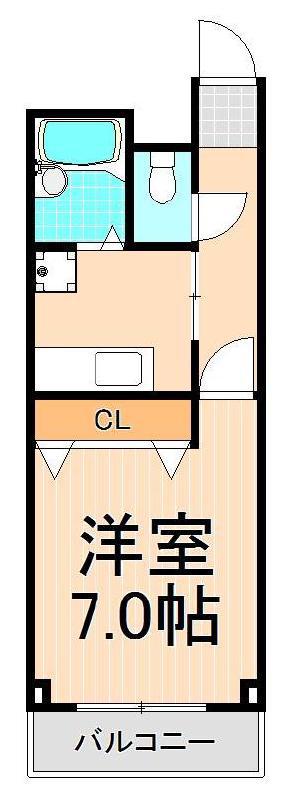 ブリランテ青山(1K/2階)の間取り写真