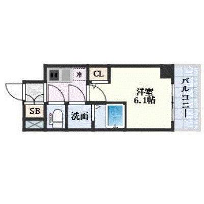 エスリード弁天町ノース RESIDENCE(1K/6階)の間取り写真