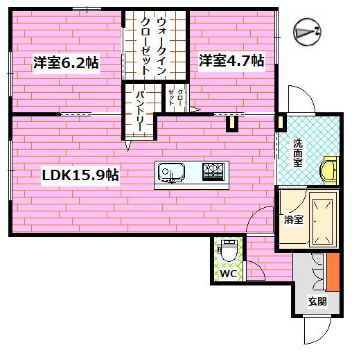 グランドソレイユA棟(2LDK/3階)の間取り写真