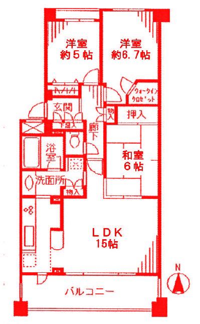 オーベル横濱鶴見リーフアベニュー(3LDK/5階)の間取り写真