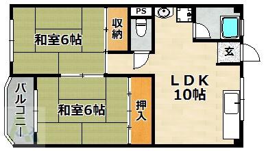 松ノ前ビル(2LDK/2階)の間取り写真