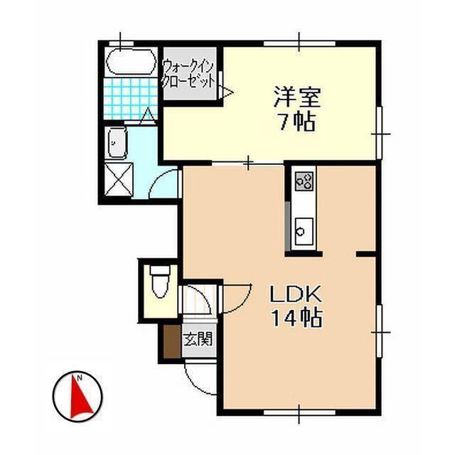 棒屋第五下池ハイツ(1LDK/1階)の間取り写真