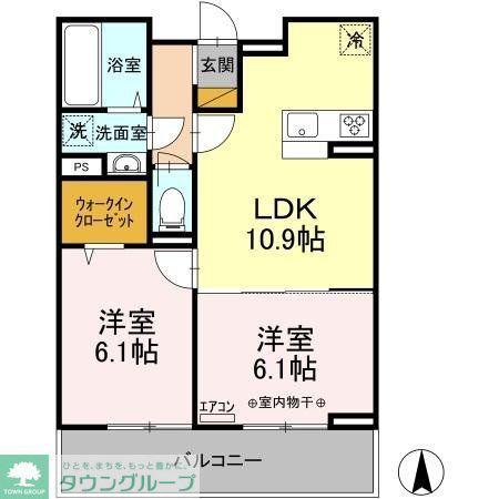 エスポワール(2LDK/2階)の間取り写真