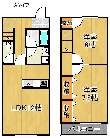 リブエールNAKAYA(2LDK/1階)の間取り写真