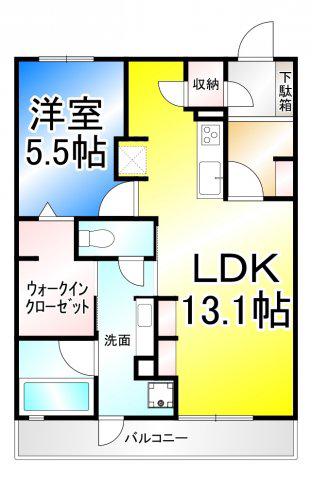 グレイスフル吉田(1LDK/2階)の間取り写真