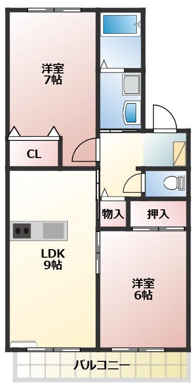 ストーク南牛川(2LDK/2階)の間取り写真