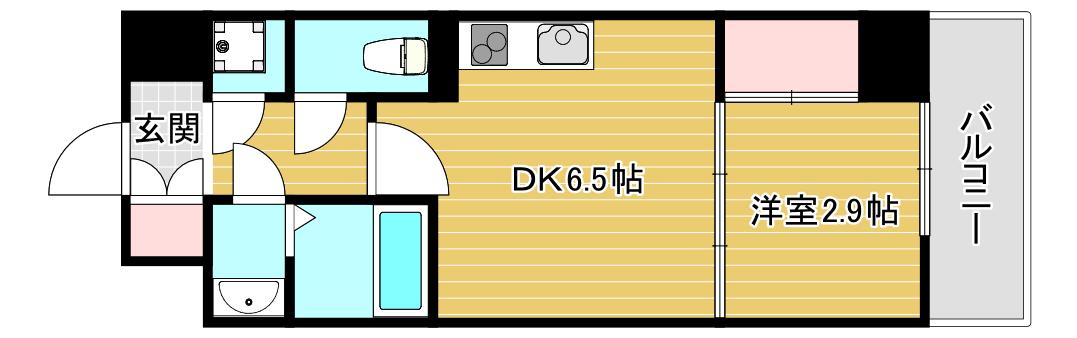 アドバンス難波ラシュレ(1DK/9階)の間取り写真