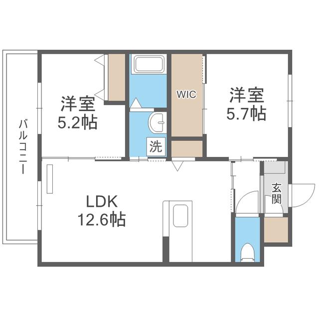 SUN PEARL HILLS(2LDK/3階)の間取り写真
