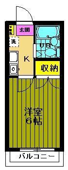 ハイツ福生(1K/1階)の間取り写真