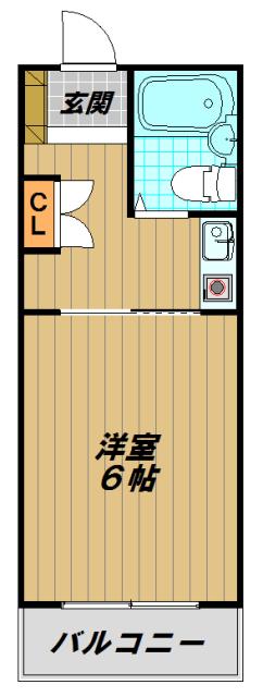 須磨浦ドミトリー(1K/2階)の間取り写真