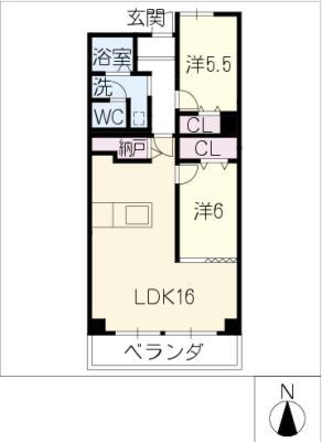 ロイヤルシティ押切(2LDK/6階)の間取り写真