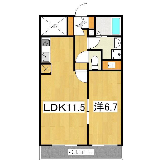 サンクチュアリ山科(1LDK/6階)の間取り写真