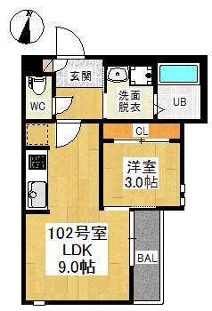 GRANDTIC平安通駅前(1LDK/1階)の間取り写真
