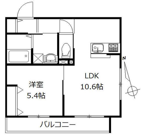 メゾン青葉(1LDK/1階)の間取り写真