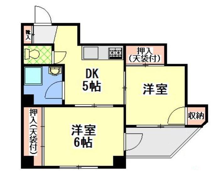 杉山ビル(2DK/4階)の間取り写真