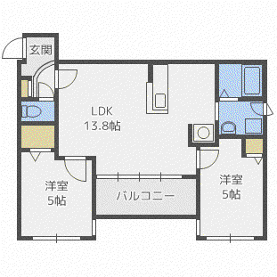 パーク北円山館ウエスト(2LDK/4階)の間取り写真
