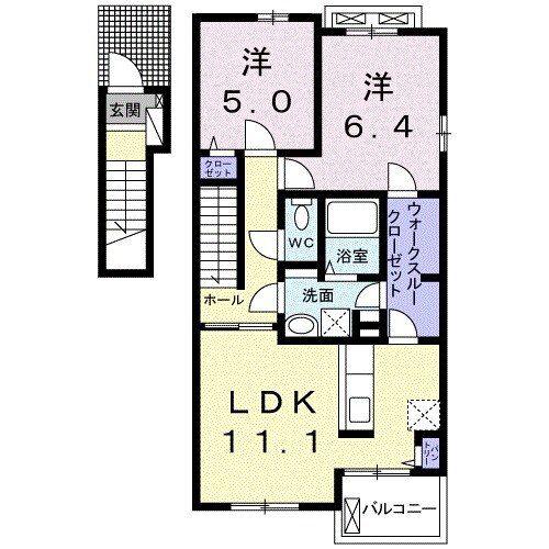 レンリI(2LDK/2階)の間取り写真
