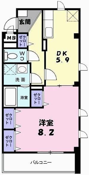 メゾン アウローラ(1DK/2階)の間取り写真