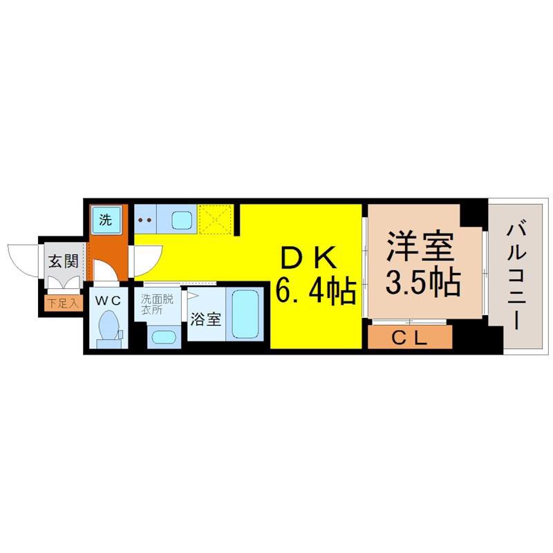 L&Cレジデンス鶴舞公園(1DK/9階)の間取り写真
