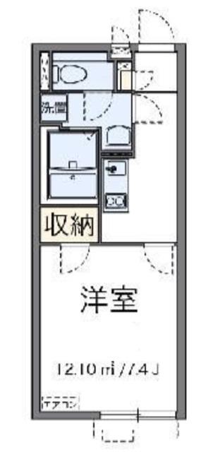 クレイノT ヴィルヌーブ(1K/1階)の間取り写真