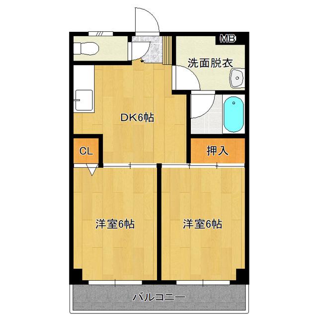 カームクリークQ(2DK/6階)の間取り写真