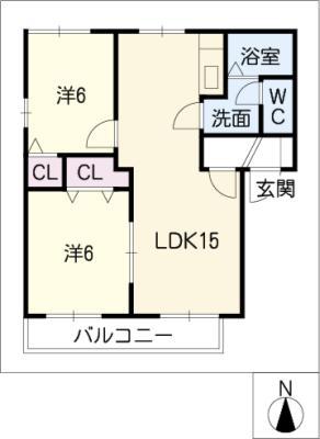 フローレンス川島B棟(2LDK/2階)の間取り写真