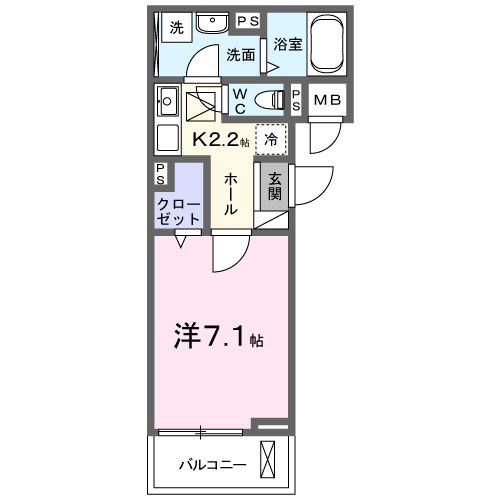 ヒカルサ四日市西浜田(1K/1階)の間取り写真