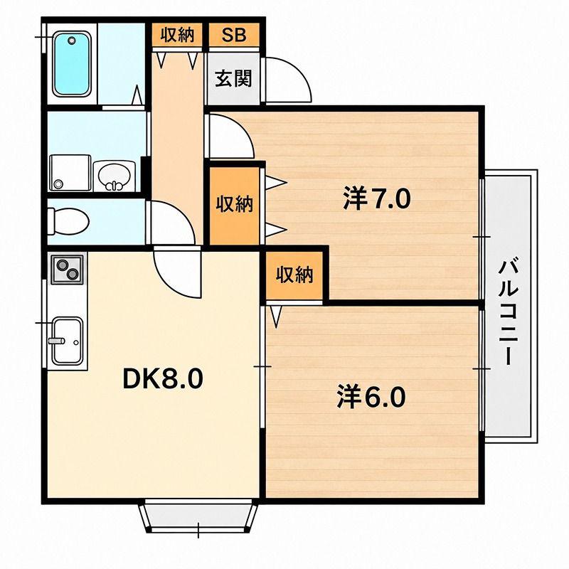 クレベール西禁野(3DK/1階)の間取り写真