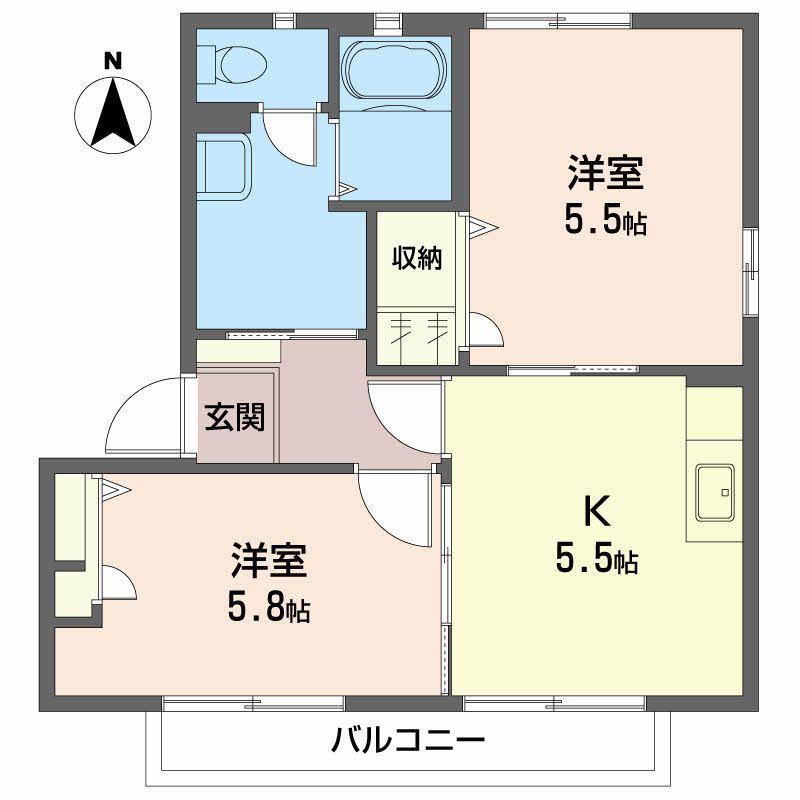 ヴィラージュマルイA(2K/2階)の間取り写真