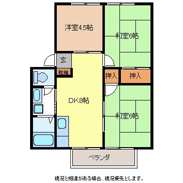 サンシティー上松(3DK/2階)の間取り写真