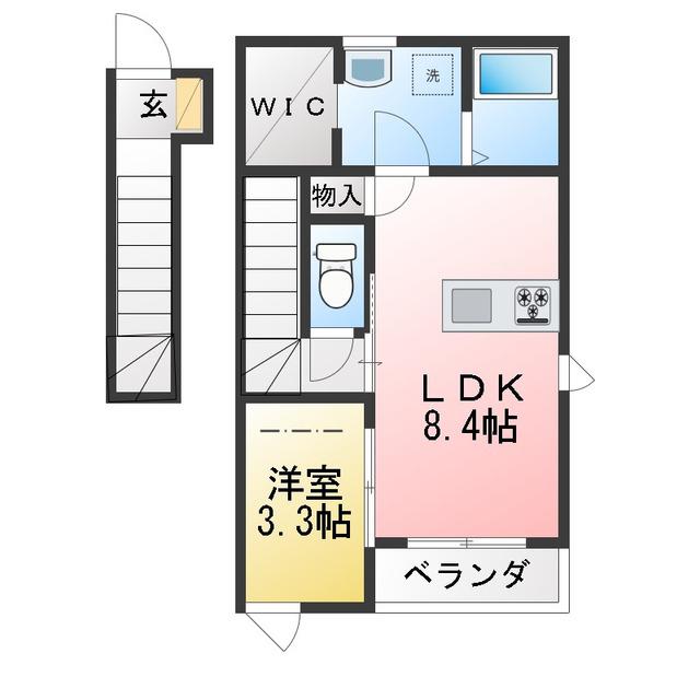 ベルリード伊勢志摩(1LDK/2階)の間取り写真