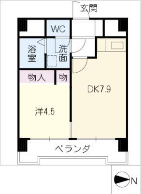 小牧ステーションビル703(1DK/7階)の間取り写真