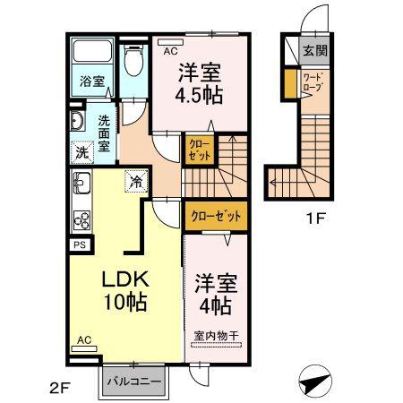 リベルテコート(2LDK/2階)の間取り写真