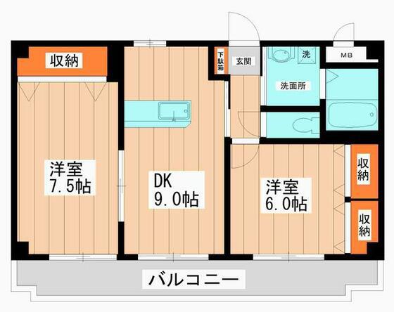 カメリア・7・ビル(2LDK/7階)の間取り写真