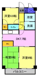 スイートカーサ(3DK/3階)の間取り写真