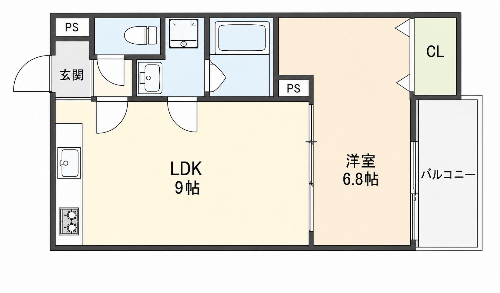 菅原1丁目ハイツ(1LDK/1階)の間取り写真